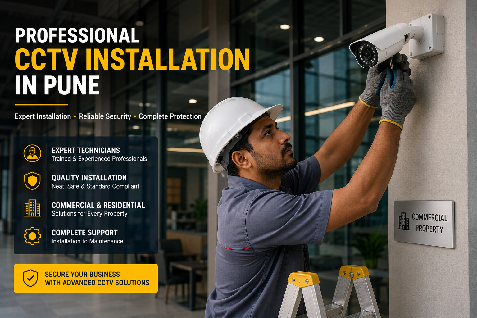 Professional CCTV installation in Pune for a commercial property